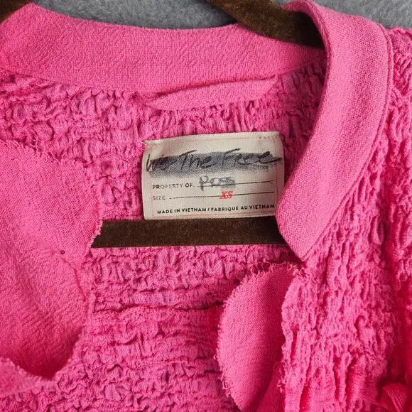 We The Free Pink Textured Ruffle Demi Lace Jacket Size XS - Picture 7 of 8